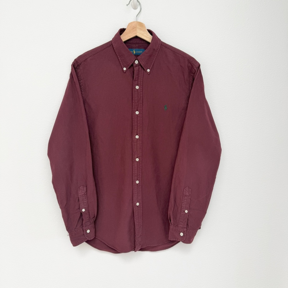 Ralph Lauren Men's Burgundy Cotton Button-Down Shirt